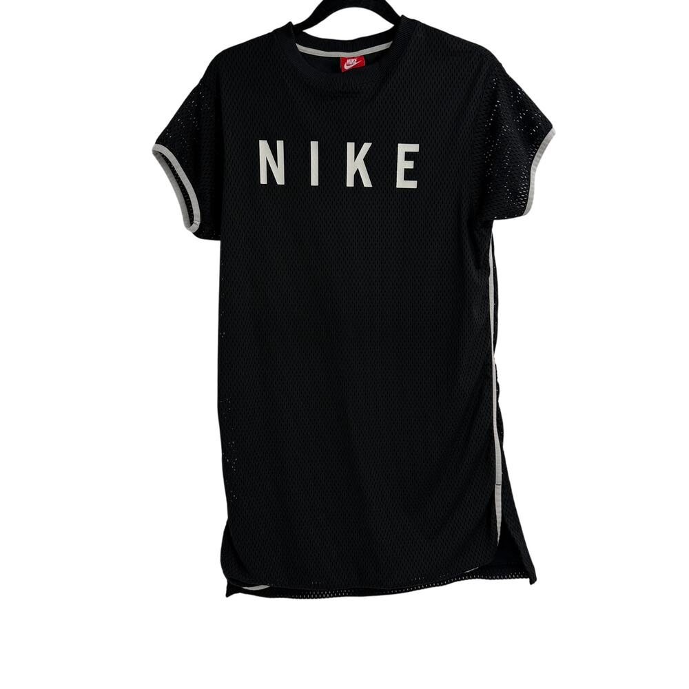 Nike Black Mesh T-Shirt Dress NIKE Spell Out Mini Dress Size XS